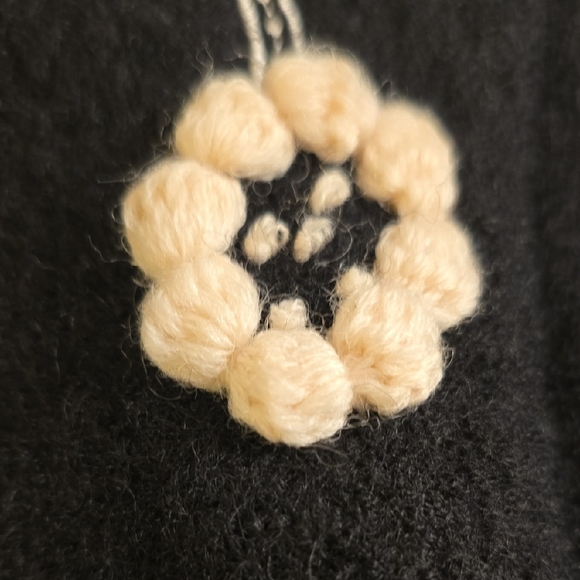 Cynthia Rowley Black Wool Dress Coat with Cream Floral Accents - Picture 14 of 14